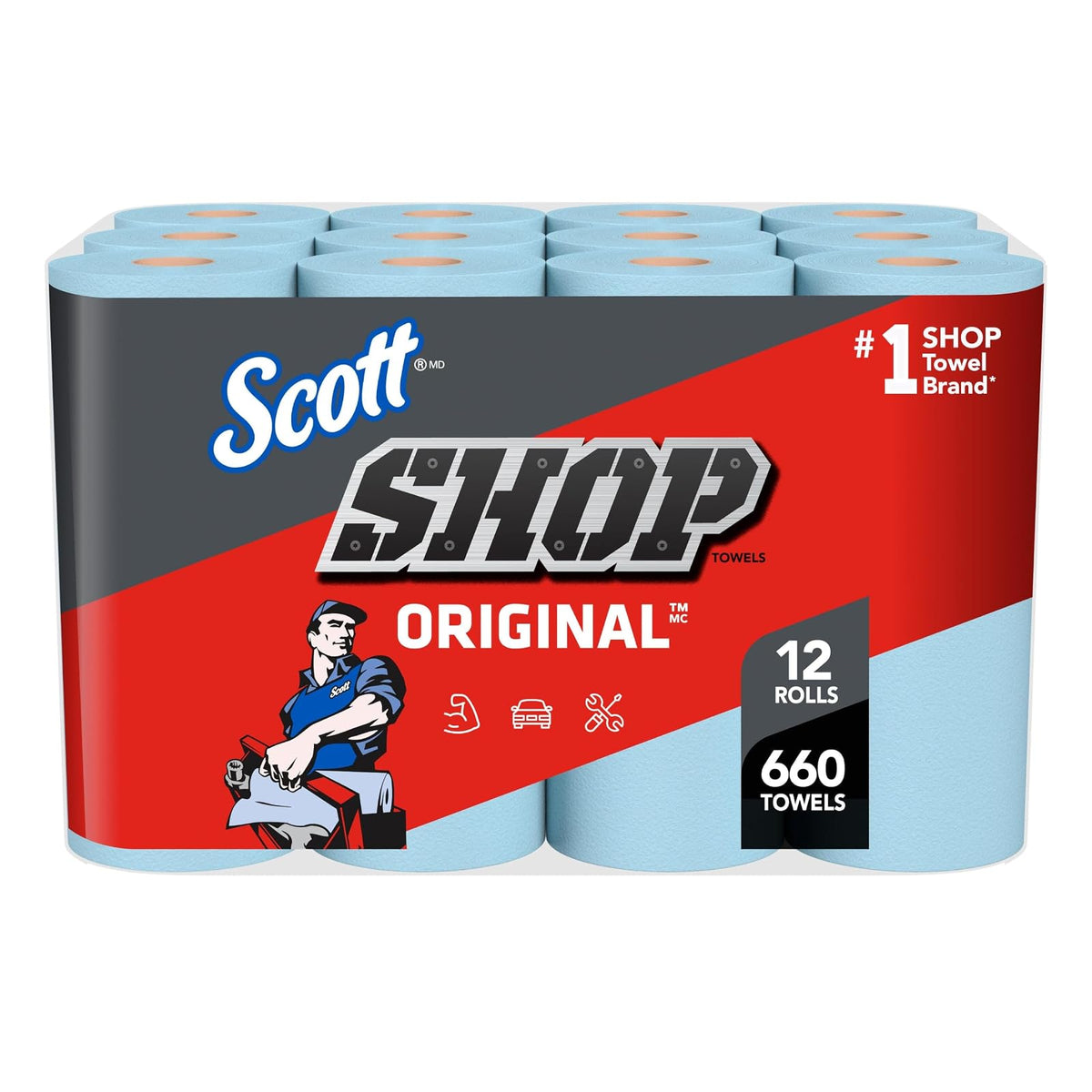 Kimberly-Clark Scott - Toallas para taller, Azul, 12 Rolls
