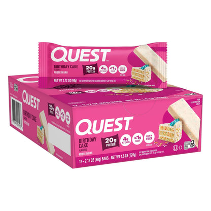 Quest Nutrition QuestBar Barra de Proteína Caja con 12 Piezas - Birthday Cake