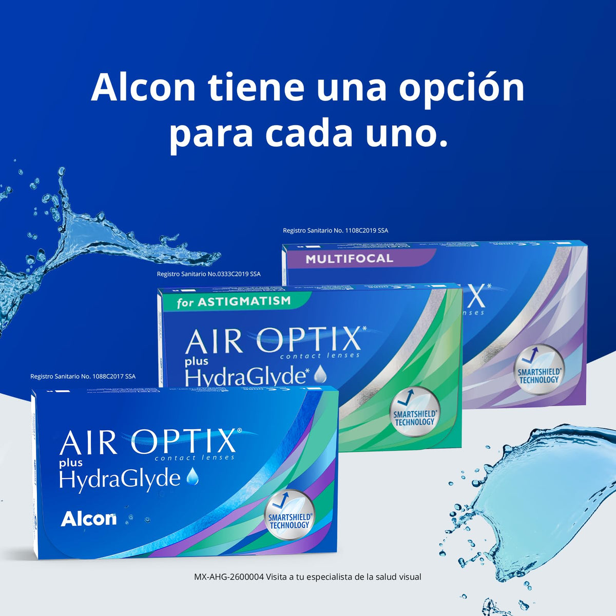 Air Optix plus HydraGlyde para Astigmatismo, 6 lentes, Dioptrías -4.5, Cylinder Axis 170, Corrección del cilindro -1.25