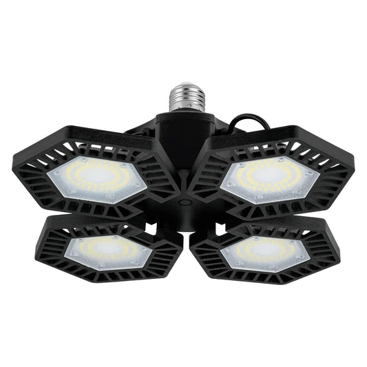 Volteck ABA-701L, Luminario LED 100 W, aluminio con 4 paneles abatibles, luz blanca fría 6500K, color negro