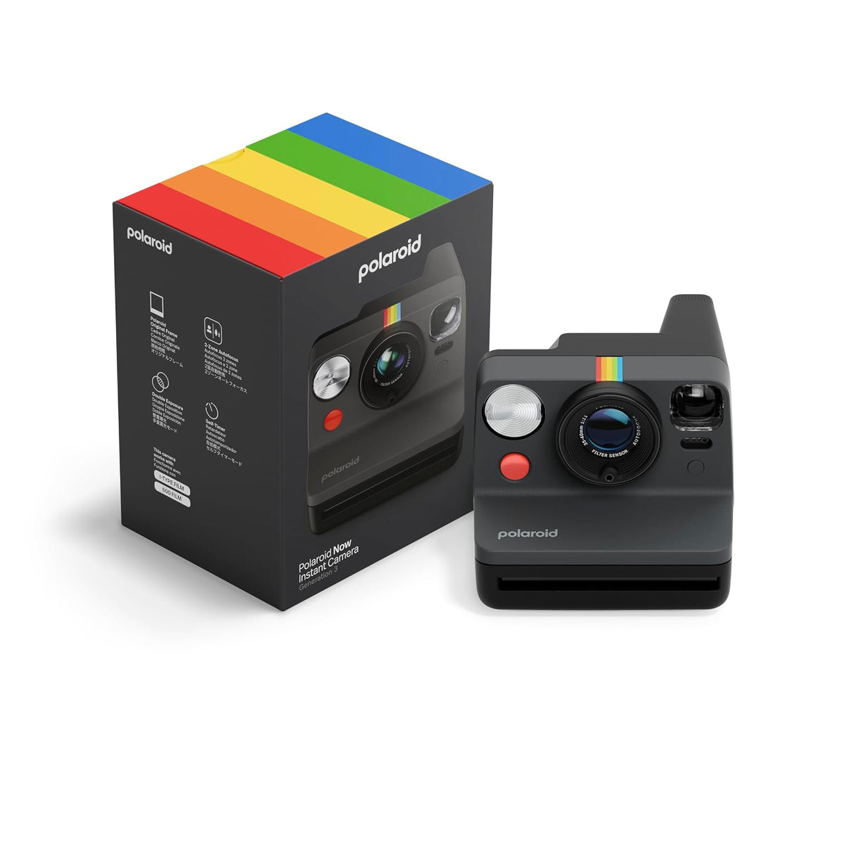 Polaroid Now 9154 - Cámara de película instantánea Tipo I, Color Negro, Solo cámara sin película