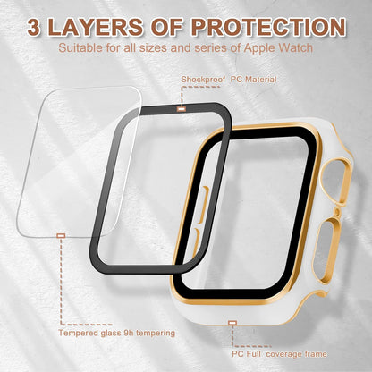 ORIbox Hard PC Case with Tempered Glass Screen Protector Compatible with Apple Watch Series 6, Apple Watch Series 5, Apple Watch Series 4, Apple Watch SE, Ultra-Thin HD Bumper Protective Cover