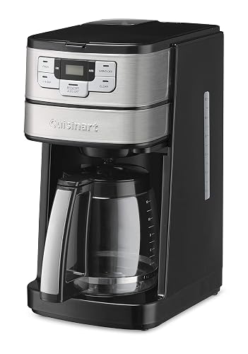 Cuisinart Cafetera con Molino Integrado 12 Tazas Jarra de Vidrio | Molino de cuchillas integrado, Programable 24 horas, Función Grind OFF para café molido, Apagado automático