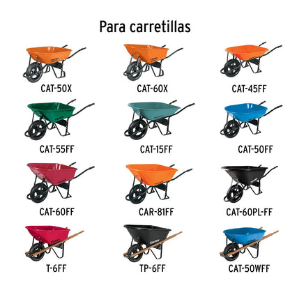 Truper RN-X, Llanta imponchable, 16" con rin, eje y baleros para carretilla