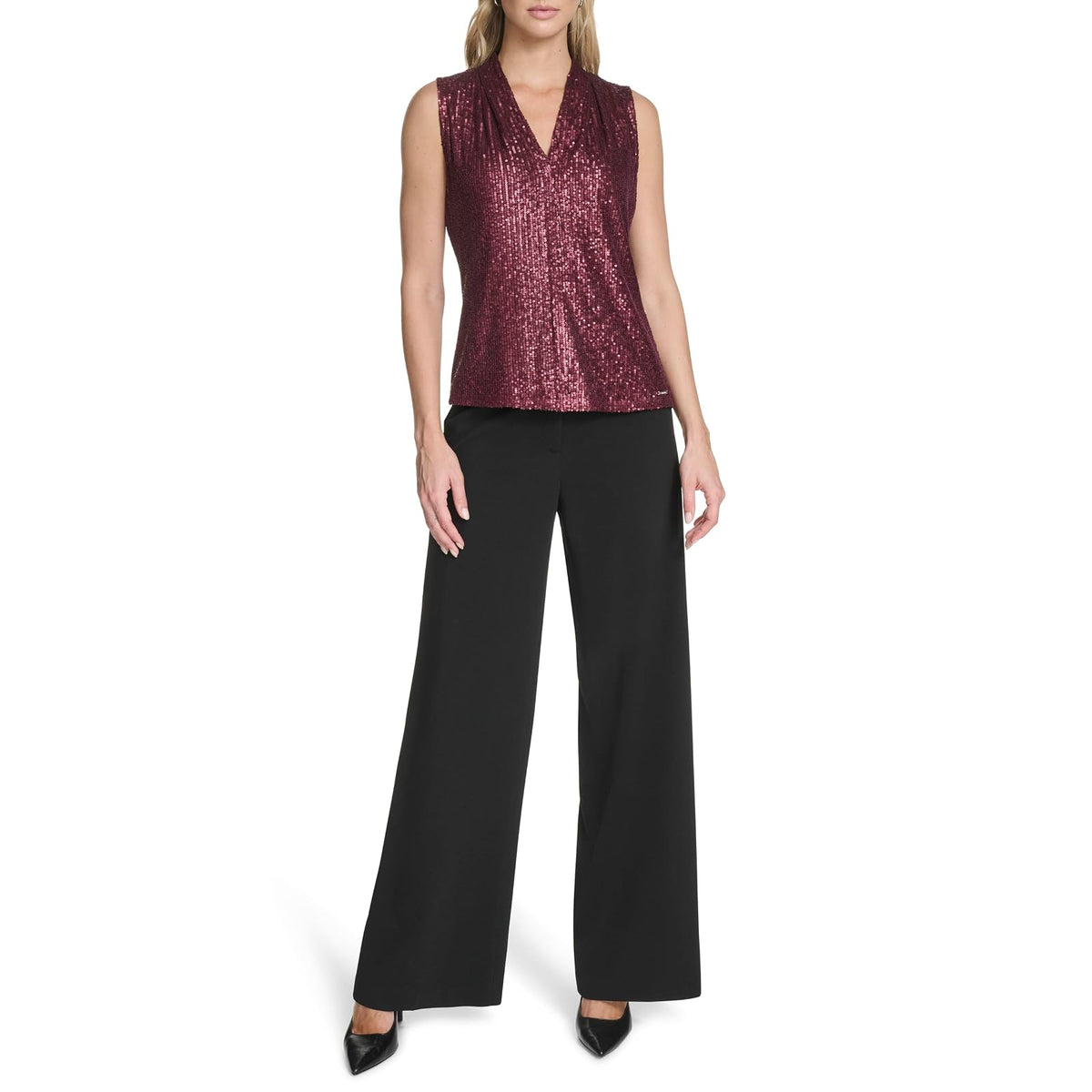Calvin Klein - Blusa básica Suave con Cuello en V para Mujer