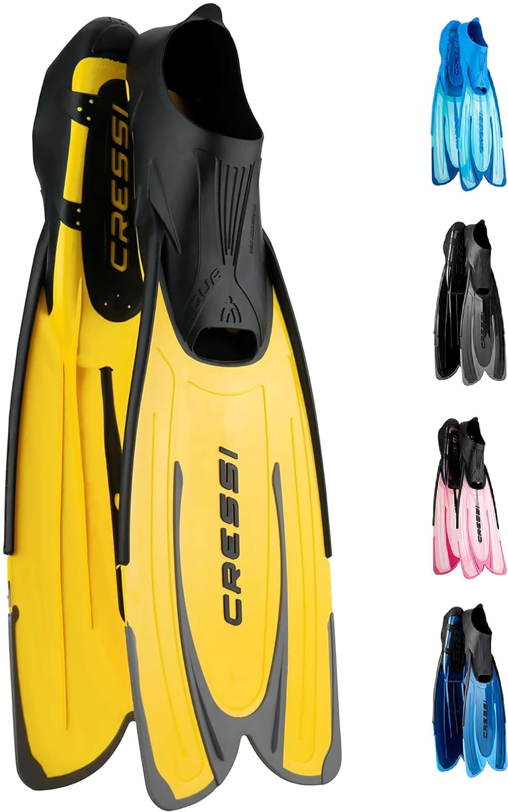 Cressi - Aletas de esnórquel para Adultos con Bolsillo Completo autoajustable y cómodo para los pies, perfectas para Viajar | Agua: Fabricadas en Italia - US Man 4 - 5 | US Lady 5 - 6 | EU 35 - 36 - Amarillo