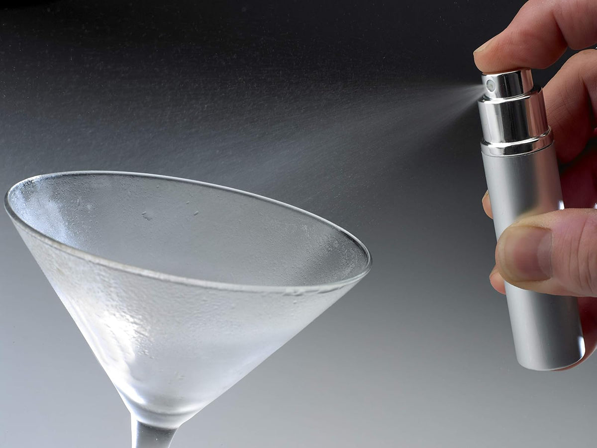 Barfly - foco atomizador de vidrio para bebidas espirituosas con parte superior de acero inoxidable, transparente, 14.7 ml