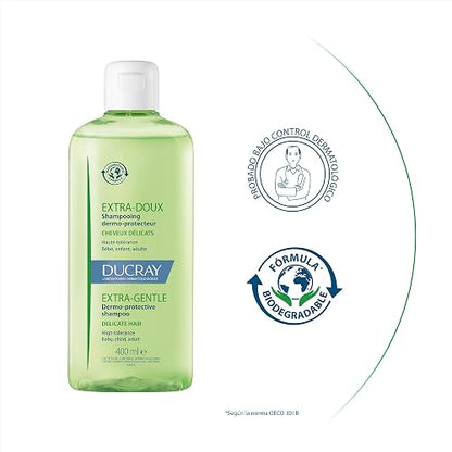 DUCRAY, Extra Suave, Shampoo de Uso Diario, Fórmula Biodegradable, Para Bebés, Niños y Adultos, 200ml