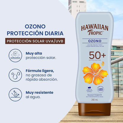 Hawaiian Tropic Ozono Protector Solar 50+ FPS Loción de 240 ml