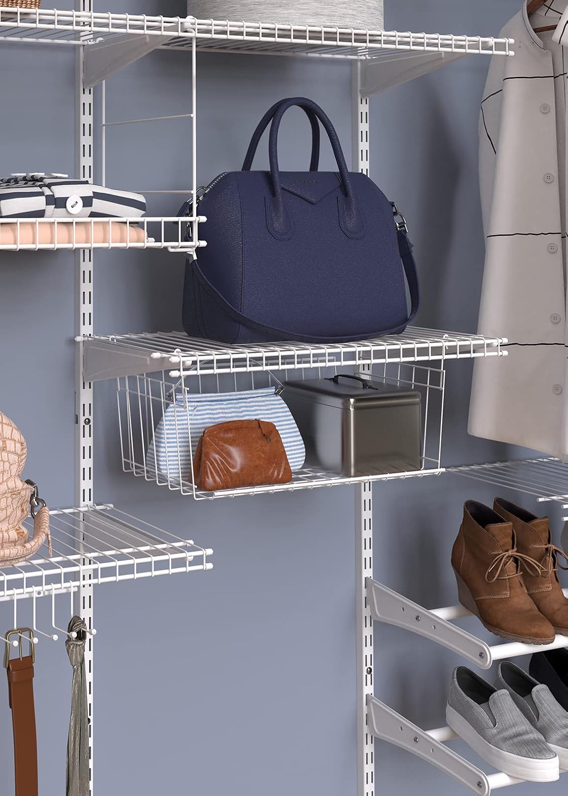 ClosetMaid Estante Colgante de Alambre para Almacenamiento, organización en Armario o despensa, sin Montaje ni instalación, Duradero, Blanco