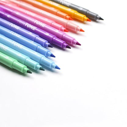 Tombow 61501 - Juego de marcadores TwinTone color pastel, paquete de 12 Marcadores de doble cara perfectos para planificadores, diarios, garabatos y mucho más