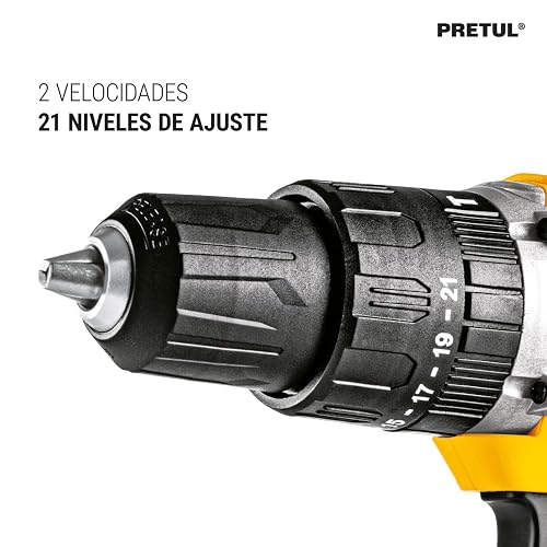 PRETUL ROTI-20P2K, Kit rotomartillo/destornillador 1/2", 20V con 32 accesorios