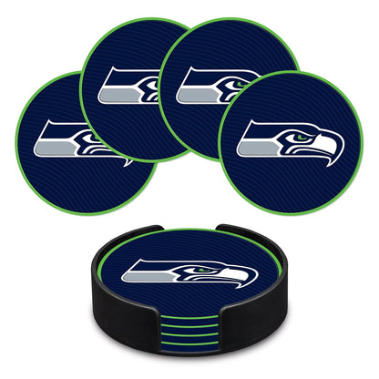 Rico Industries Juego de Posavasos NFL de PVC, Paquete de 4 - Halcones Marinos de Seattle