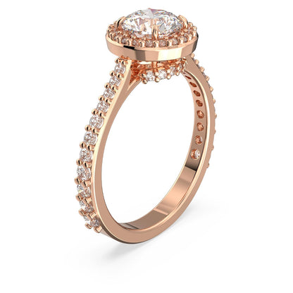 Swarovski Anillo de cóctel Constella, Talla redonda, Pavé, Blanco, Baño tono oro rosa