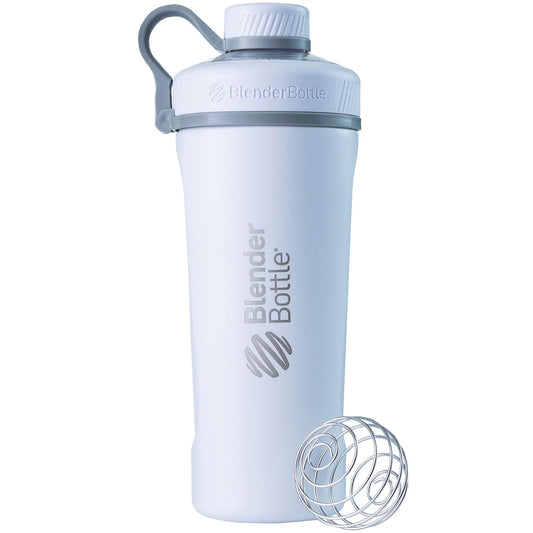 BlenderBottle Radian de acero inoxidable | Botella de agua | Botella mezcladora de batidos de proteínas | con batidor Blenderball | libre de BPA |Blanco - 770ml