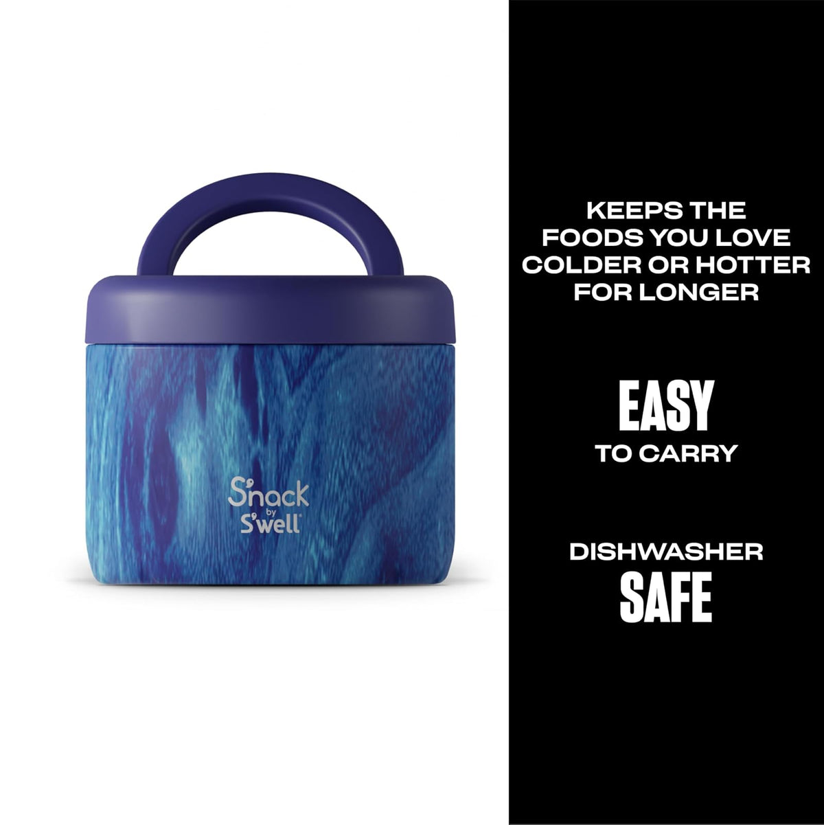S'well S'nack - Contenedor de alimentos de acero inoxidable – 24 onzas – Azure Forest – Cuencos aislados de doble capa para mantener la comida fría durante 8 horas y caliente durante 6 – Sin BPA