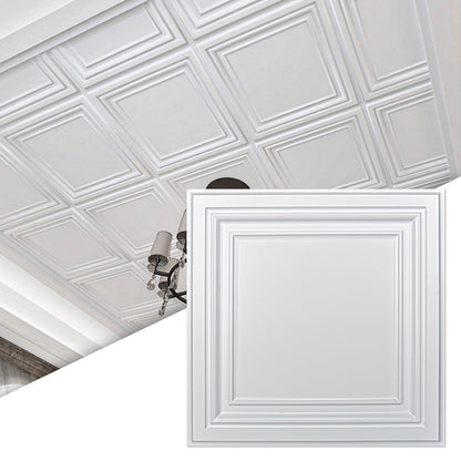 Art3d Paquete de 12 Paneles Decorativos de Techo PVC | 24" x 24", 48 pies cuadrados, blanco brillante, flexible, resistencia al agua - 24" x 24" - Blanco brillante