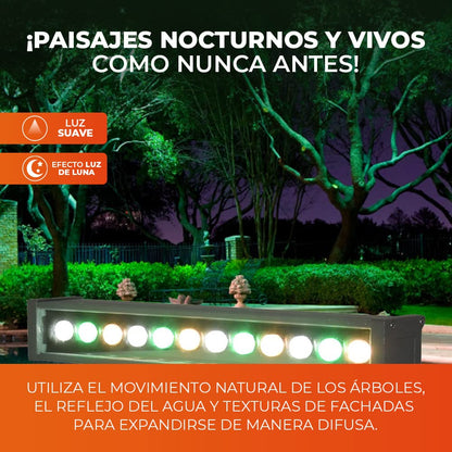 Tecnolite PROMETEO Barra de Luz LED Wall Washer 14.5 W, Luz de Luna Color Verde, IP65, IK08, A prueba de agua y golpes