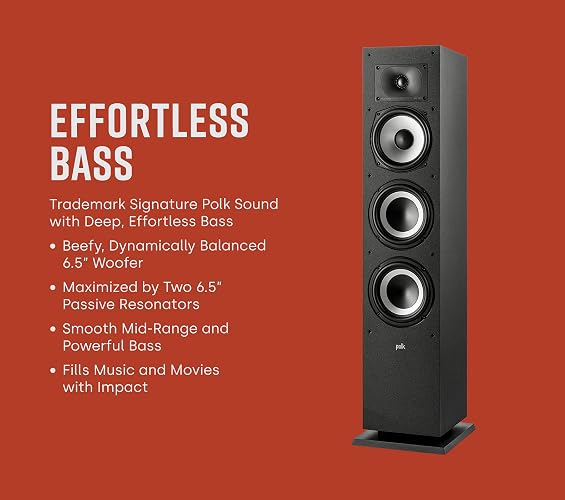 Polk Audio Monitor XT60 - Altavoz de pie | Dolby Atmos, compatible con DTS:X y Auro 3D, altavoz de agudos de 1 pulgada, woofer equilibrado dinámicamente de 6.5 pulgadas