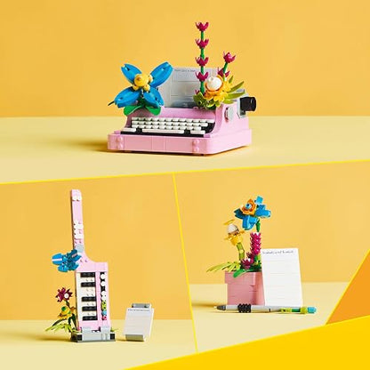 LEGO® Creator 3en1 Máquina de Escribir con Flores Juguete de construcción, transformable en un Keytar o una Maceta con bolígrafo y libreta, Idea de Regalo para niñas y niños de 8 años o más 31169