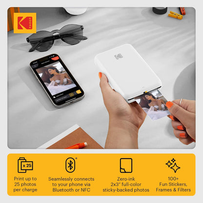 Kodak Step Wireless Mobile Photo Mini Printer (Blanco) Compatible con Dispositivos iOS y Android, NFC y Bluetooth