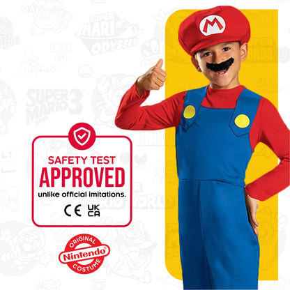 Disguise Nintendo Super Mario Brothers Mario Disfraz clásico para niños, Un Solo Color, Grande/10-12