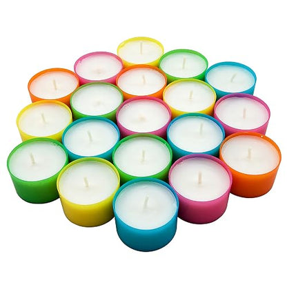 Stonebriar - Juego de 96 velas de té multicolor sin aroma con tiempo de combustión de 6 a 7 horas