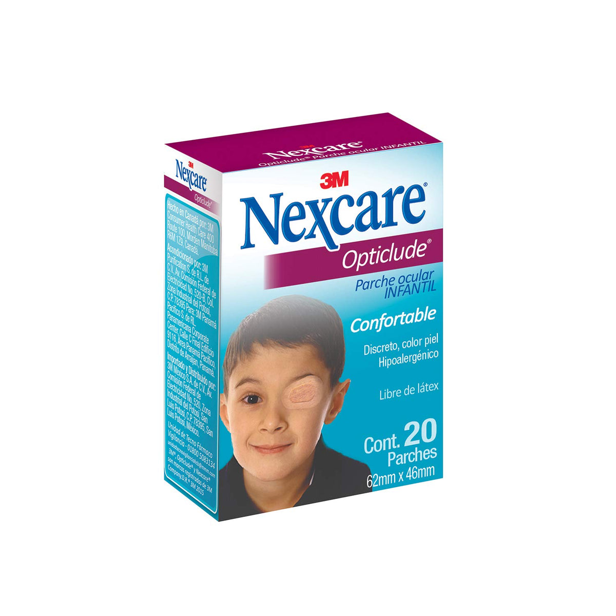 NEXCARE 3M Opticlude Parche Ocular Junior Sin Látex Color Marrón 20 piezas | Bloquea el paso de la luz, Adhesivo hipoalergénico, Almohadilla no adherente, Transpirable y cómodo, Fácil de usar
