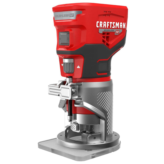 CRAFTSMAN V20 Herramienta de enrutador, sin cable, velocidad variable, enrutador de base fija con ajuste de profundidad, solo herramienta desnuda (CMCW400B)