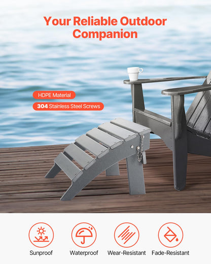 VEVOR - otomana Adirondack, 16.9 Pulgadas de Largo x 18.9 Pulgadas de Ancho x 13 Pulgadas de Alto, otomana Adirondack Plegable, Resistente a la Intemperie para Silla Adirondack, ampliamente Utilizado