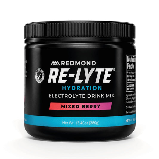 REDMOND RE-LYTE, Electrolitos Naturales con Real-Salt, Hidratación Clean sin Calorías ni Azúcares, 60 Porciones, Sabor Mixed Berry