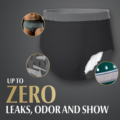 Depend Real Fit Incontinence Maximum Absorbency Briefs for Men, Large/X-Large, 52 Count, Black,