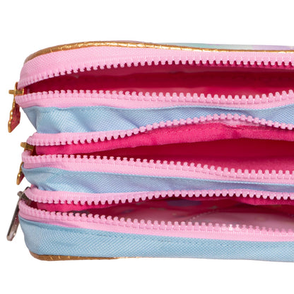 Ruz Lapicera Triple Infantil | Princesas Disney | 100% Poliéster | Medidas 23 x 10 x 8 cm | Estuche Escolar para niñas con Tres Compartimentos y Práctico Cierre de Cremallera para Útiles