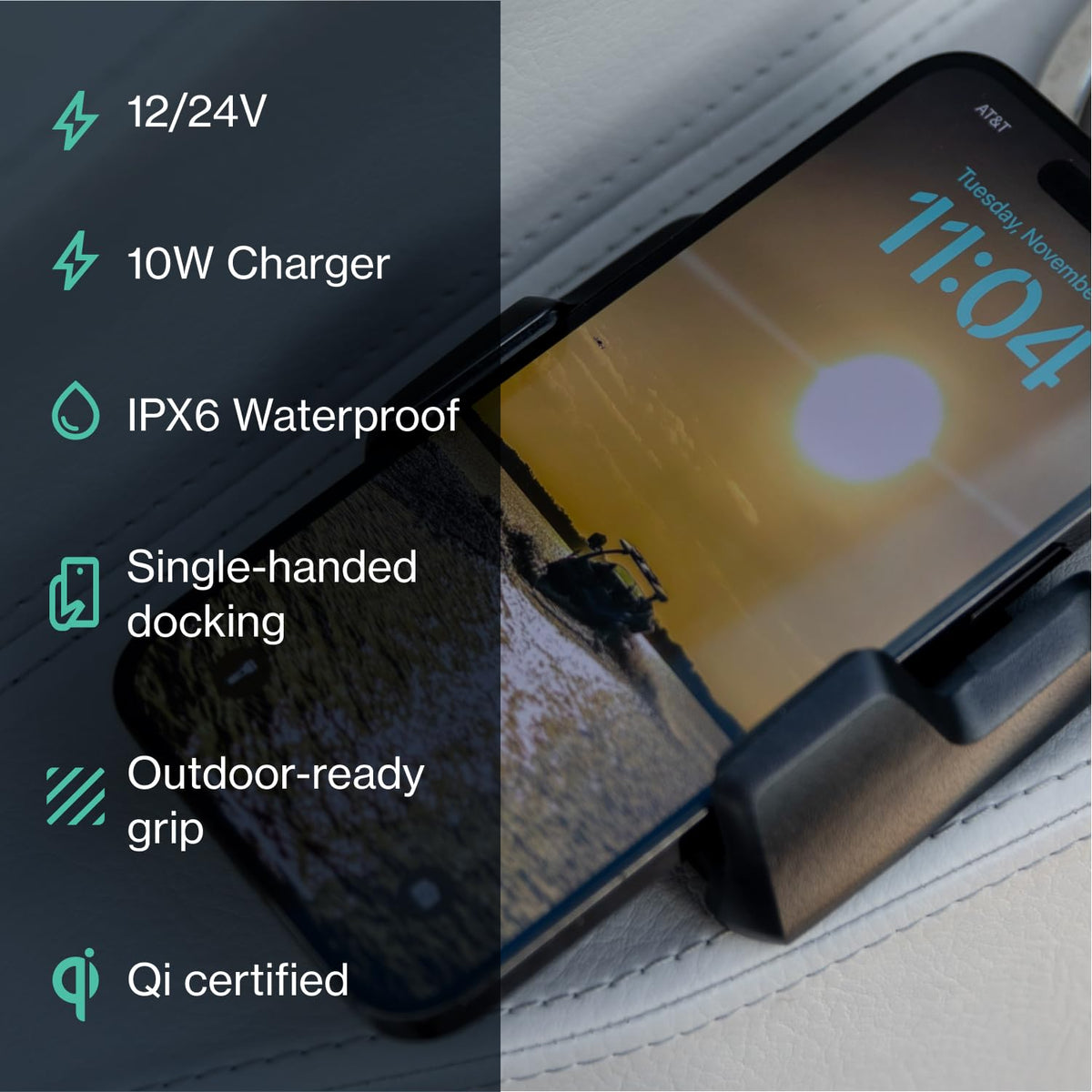 Scanstrut ROKK Wireless - Nano 10W. Soporte de Carga Compacto inalámbrico Impermeable para teléfono 12/24 V Disponible Q1 2023