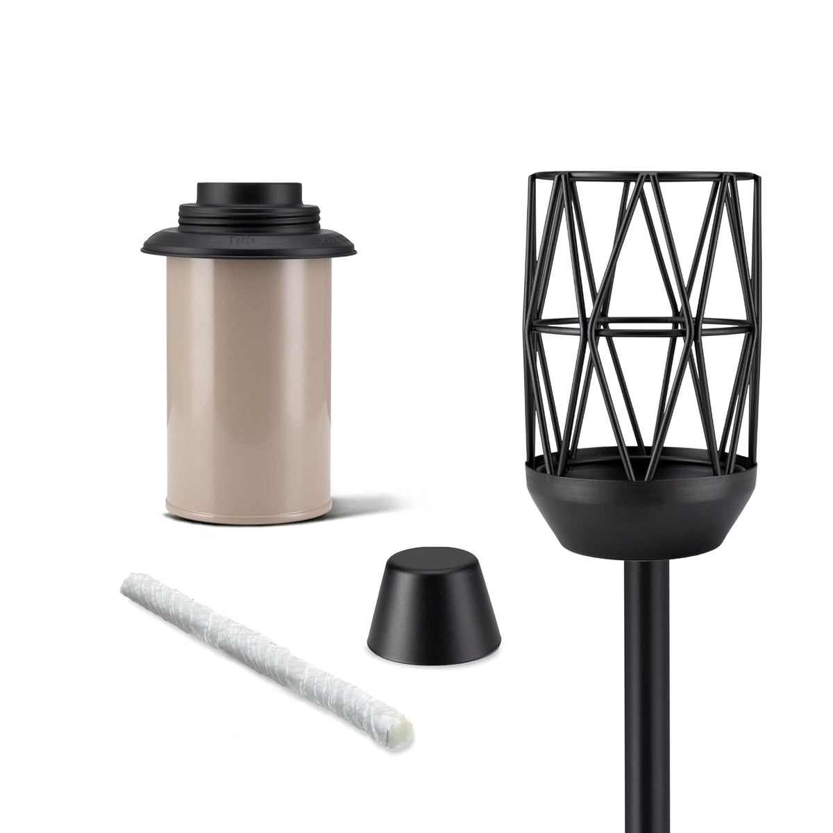 TIKI BiteFighter - Linterna de Metal de Alambre de 64 Pulgadas, Repelente de Mosquitos para Exteriores, iluminación Decorativa para Patio, césped, Patio Trasero y jardín, Bronce Moderno y Negro,