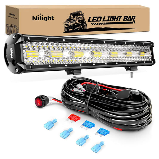 Nilight ZH409 - Barra de luz LED de 420 W de Triple Fila de 42000 LM con arnés de cableado Todoterreno Resistente, 2 años de garantía