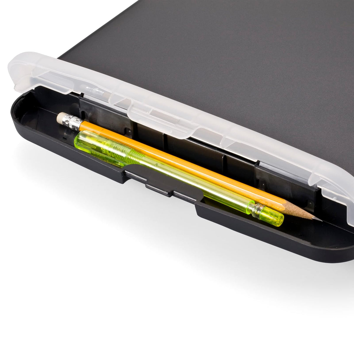 Officemate 83306 Slim Clipboard Box with Calculator, charcoal