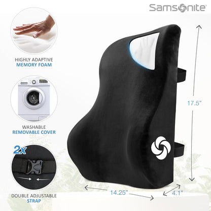 Samsonite Soporte Lumbar de tamaño Completo con Espuma viscoelástica 100% Pura, Full Size Back Support