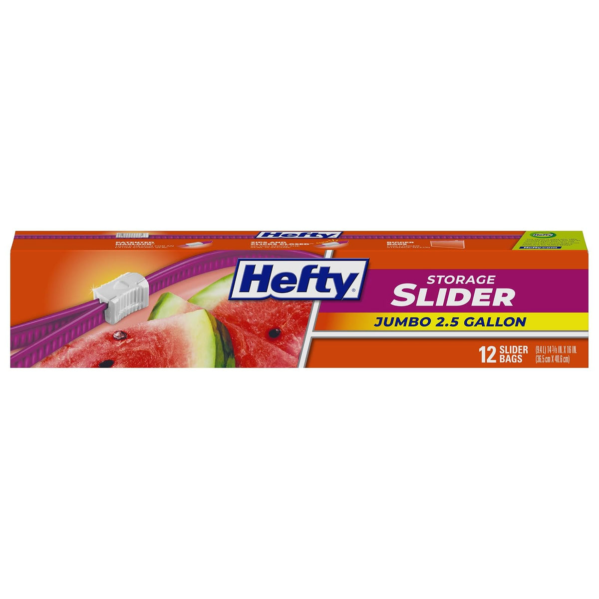 Hefty Slider Bolsas Jumbo para Almacenamiento, 2.5 Galones - 12 unidades