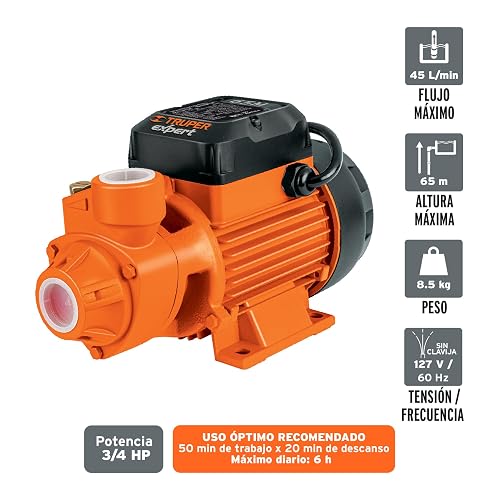 Truper Expert BOAP-3/4, Bomba eléctrica periférica para agua 3/4 HP uso agrícola