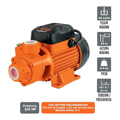 Truper Expert BOAP-3/4, Bomba eléctrica periférica para agua 3/4 HP uso agrícola