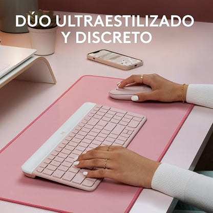 Logitech MK470 Combo Teclado y Mouse Inalámbricos para Windows, Receptor USB 2.4 GHz, 12 Teclas FN, Minimalista y Estilizado, para Windows 10,11 o Posterior, Funciona con Surface - Rosa