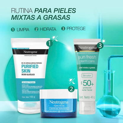 Neutrogena Sun fresh Protector Solar Facial sin color Dermcare Niacinamida FPS50+, 40g