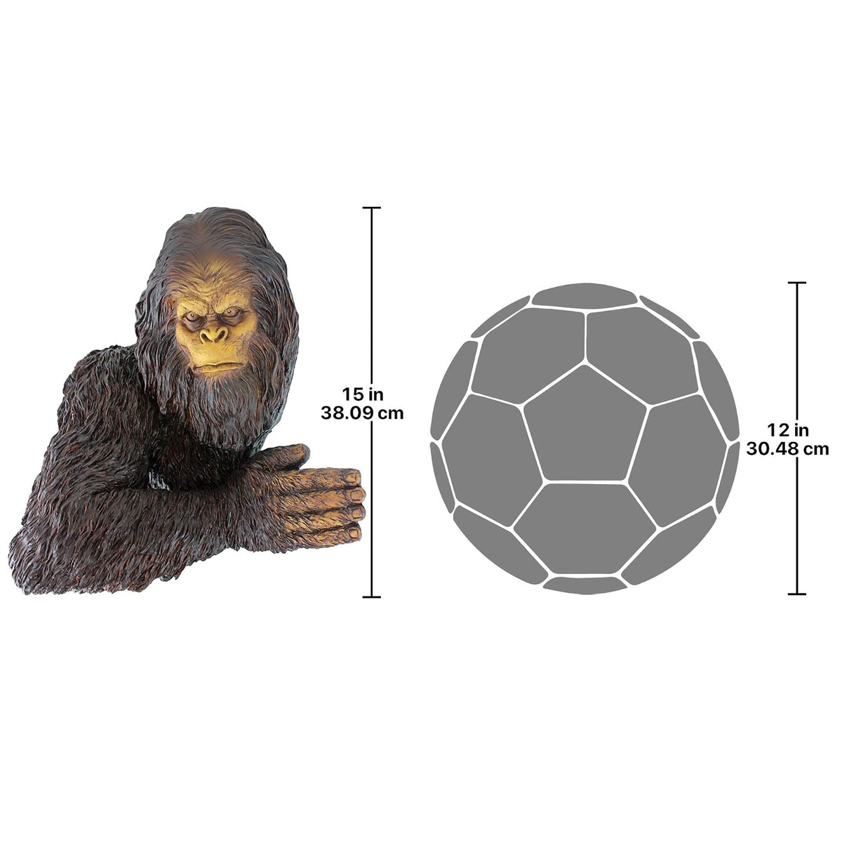 Design Toscano DB583078 Bigfoot The Bashful Yeti Escultura de árbol de jardín para interiores y exteriores, 15 pulgadas de ancho, 12 pulgadas de profundidad, 15 pulgadas de alto, polirresina fundida a