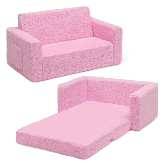 Cozee Flip-out Sherpa 2-in-1 Convertible Sofa to Lounger for Kids