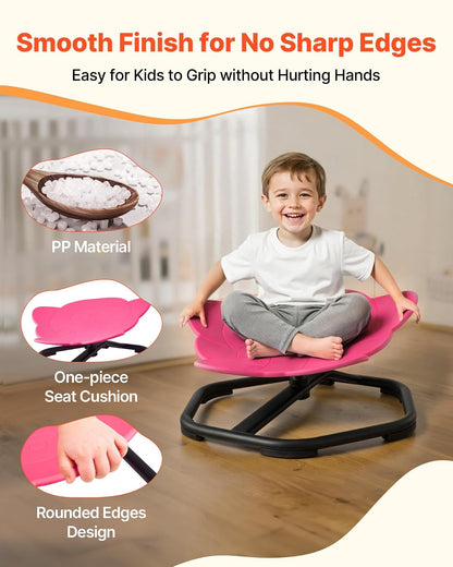 VEVOR Silla Giratoria Infantil Sensorial, Forma de Elefante, hasta 100 kg, con Base Metálica Antideslizante, Favorece la Coordinación, el Equilibrio y la Concentración, Roja, 54 x 54 x 25,5 cm