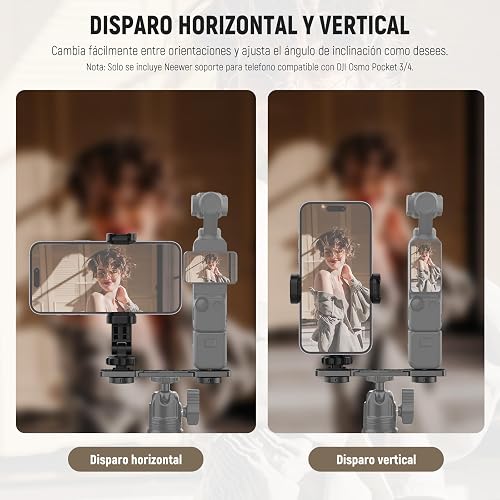 NEEWER Soporte para Teléfono Compatible con dji Osmo Pocket 4 3 Xtra Muse | Compatible con Insta360 Luna Ultra DJI Osmo 360, Soporte Móvil de Expansión de Accesorios, Rosca de 1/4" para Trípode, AC021