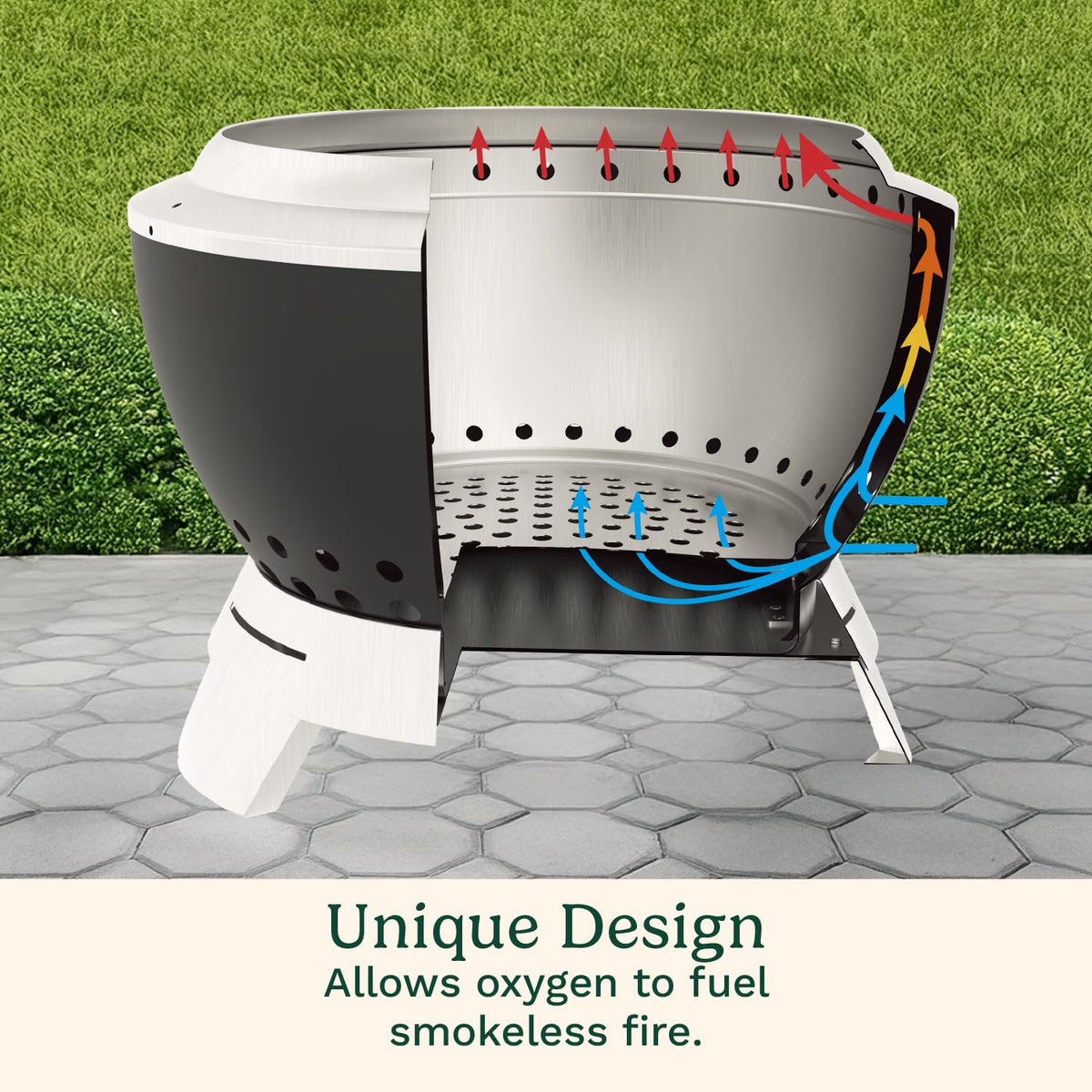 Cuisinart Fogatero Chimenea Cleanburn 50 cm Outdoors | Chimenea sin humo con flujo de aire inteligente,Bandeja de cenizas desmontable,Encendido rápido con una combustión prolongada
