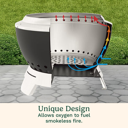 Cuisinart Fogatero Chimenea Cleanburn 50 cm Outdoors | Chimenea sin humo con flujo de aire inteligente,Bandeja de cenizas desmontable,Encendido rápido con una combustión prolongada