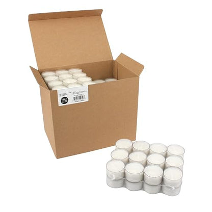 Stonebriar 192 unidades blancas sin perfume de 6 a 7 horas de tiempo de combustión extendido taza transparente de té velas